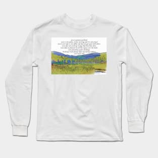 Love Is Patient: Mountain Lake In Watercolor Long Sleeve T-Shirt